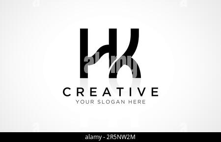 HK Letter Logo Design Vector Template. Alphabet Initial Letter HK Logo Design With Glossy Reflection Business Illustration. Stock Vector