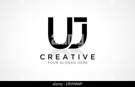 Alphabet Letter Uj Logo Design With Glossy Reflection Vector Icon Illustration. Initial Letter Uj Logo Design Vector For Business Company. Elegant Min Stock Vector