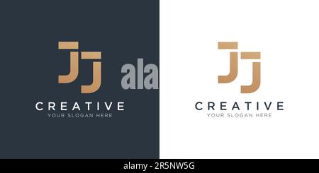 Luxury Letter Jj Logo Template In Gold And White Color. Initial Luxury Jj Letter Logo Design. Beautiful Logotype Design For Luxury Company Branding. Stock Vector