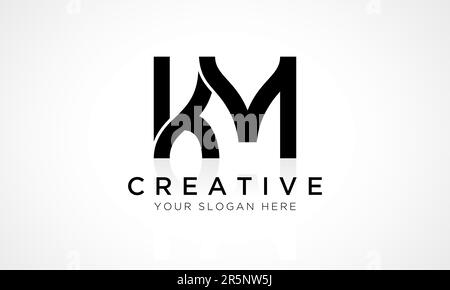 KM Letter Logo Design Vector Template. Alphabet Initial Letter KM Logo Design With Glossy Reflection Business Illustration. Stock Vector