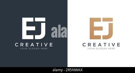 Luxury Letter Ej Logo Template In Gold And White Color. Initial Luxury Ej Letter Logo Design. Beautiful Logotype Design For Luxury Company Branding. Stock Vector