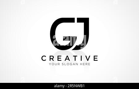 Alphabet Letter Gj Logo Design With Glossy Reflection Vector Icon Illustration. Initial Letter Gj Logo Design Vector For Business Company. Elegant Min Stock Vector