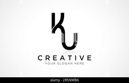 KU Letter Logo Design Vector Template. Alphabet Initial Letter KU Logo Design With Glossy Reflection Business Illustration. Stock Vector