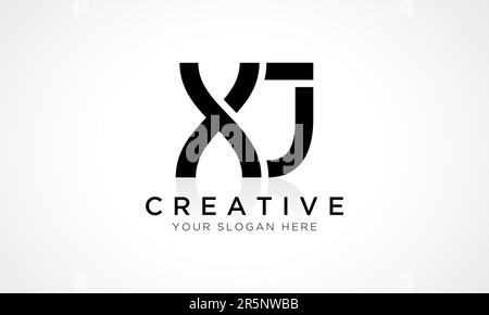 Alphabet Letter Xj Logo Design With Glossy Reflection Vector Icon Illustration. Initial Letter Xj Logo Design Vector For Business Company. Elegant Min Stock Vector