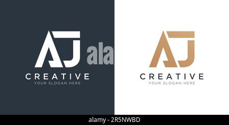 Luxury Letter Aj Logo Template In Gold And White Color. Initial Luxury Aj Letter Logo Design. Beautiful Logotype Design For Luxury Company Branding. Stock Vector