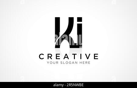 KI Letter Logo Design Vector Template. Alphabet Initial Letter KI Logo Design With Glossy Reflection Business Illustration. Stock Vector
