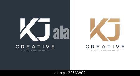Luxury Letter Kj Logo Template In Gold And White Color. Initial Luxury Kj Letter Logo Design. Beautiful Logotype Design For Luxury Company Branding. Stock Vector