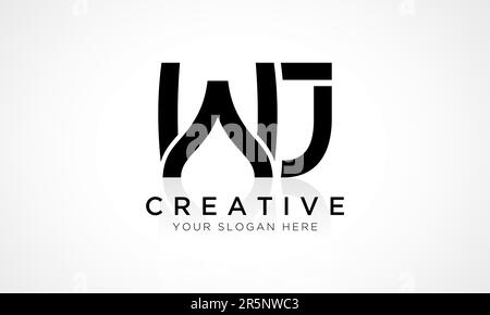 Alphabet Letter Wj Logo Design With Glossy Reflection Vector Icon Illustration. Initial Letter Wj Logo Design Vector For Business Company. Elegant Min Stock Vector
