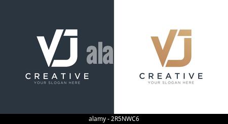 premium VJ logo monogram with gold circle frame. luxury initials design ...