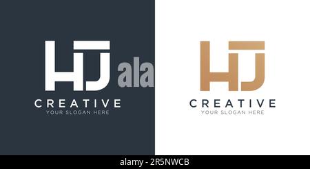 Luxury Letter Hj Logo Template In Gold And White Color. Initial Luxury Hj Letter Logo Design. Beautiful Logotype Design For Luxury Company Branding. Stock Vector