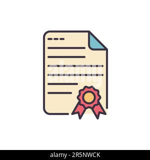 Certificate related vector line icon. College degree. University paper. Official contract. Isolated on white background. Vector illustration. Editable Stock Vector