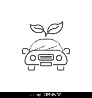 Eco car related vector linear icon. Eco friendly vehicle using biofuel thin line customizable illustration. Electric vehicle. Vector outline illustrat Stock Vector