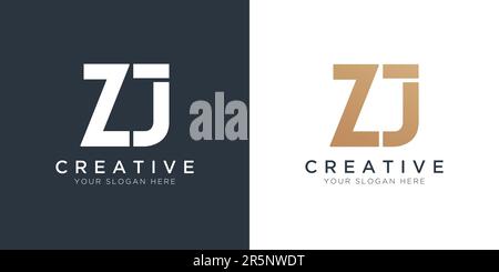 Luxury Letter Zj Logo Template In Gold And White Color. Initial Luxury Zj Letter Logo Design. Beautiful Logotype Design For Luxury Company Branding. Stock Vector