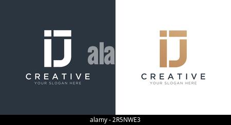 Luxury Letter Ij Logo Template In Gold And White Color. Initial Luxury Ij Letter Logo Design. Beautiful Logotype Design For Luxury Company Branding. Stock Vector
