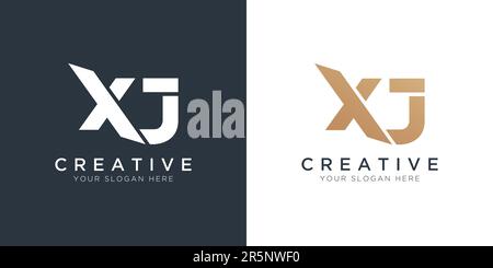 Luxury Letter Xj Logo Template In Gold And White Color. Initial Luxury Xj Letter Logo Design. Beautiful Logotype Design For Luxury Company Branding. Stock Vector