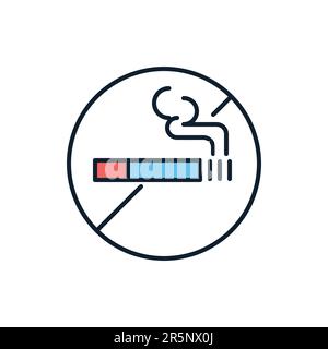 No Smoking related vector line icon. Prohibition sign, cigarette, smoke. Isolated on white background. Vector illustration. Editable stroke Stock Vector