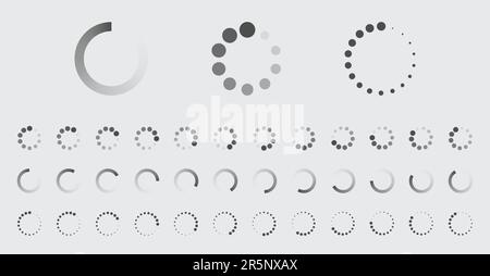 Circular Loading Buffering Icons Vector Set Video Ready for Animation Gif All Keyframes Frames Bufring Circle Waiting for Connection Buffer Preloader Stock Vector