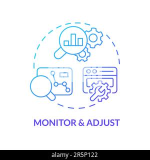 Monitor and adjust blue gradient concept icon Stock Vector