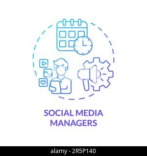 Social media managers blue gradient concept icon Stock Vector