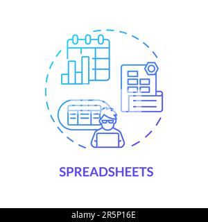 Spreadsheets blue gradient concept icon Stock Vector