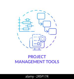 Project management tools blue gradient concept icon Stock Vector