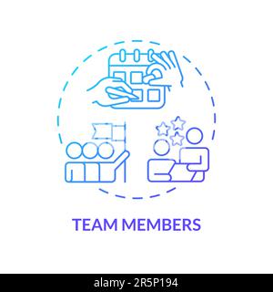 Team members blue gradient concept icon Stock Vector