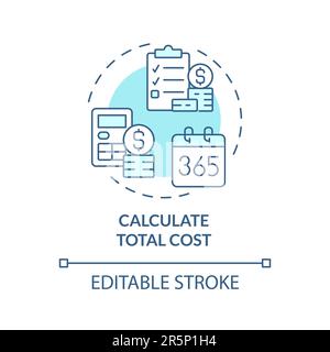 Calculate total cost turquoise concept icon Stock Vector