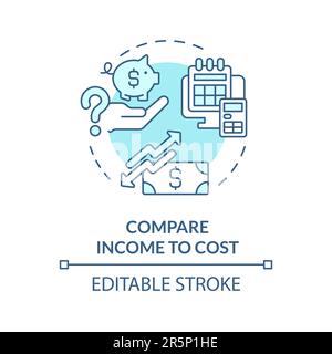 Compare income to cost turquoise concept icon Stock Vector