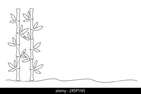 Bamboo background One line drawing on white background Stock Vector