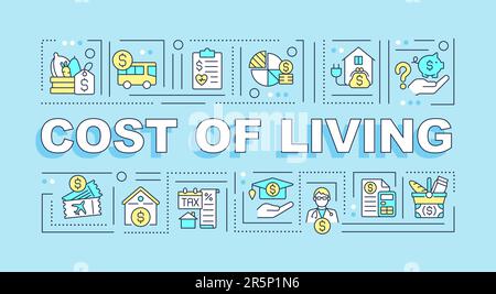 Cost of living word concepts light blue banner Stock Vector