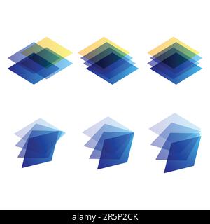 Layered paper transparent stacks set Stock Vector