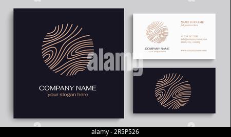 Tree line logo. Patterns of tree growth rings. Pattern wooden wavy lines. for business design, cosmetology, farming, ecology, spa, health, yoga center Stock Vector