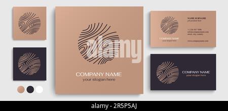 Waves linear logo. Round logo of water or landscape with desert. Minimal emblem for environment, icon for travel, tourism and ecology Stock Vector
