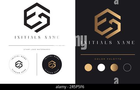Luxury EJ or JE Initial Monogram Text Letter Logo Design Stock Vector