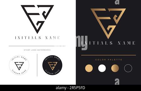 Luxury EJ or JE Initial Monogram Text Letter Logo Design Stock Vector