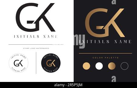 Luxury GK or KG Initial Monogram Text Letter Logo Design Stock Vector ...