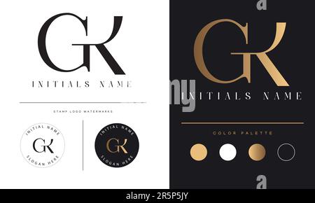 Luxury GK or KG Initial Monogram Text Letter Logo Design Stock Vector