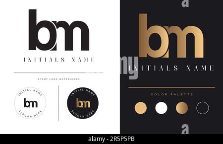 Luxury BM or MB Initial Monogram Text Letter Logo Design Stock Vector