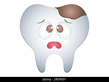 Decayed Tooth Cartoon Character Stock Vector