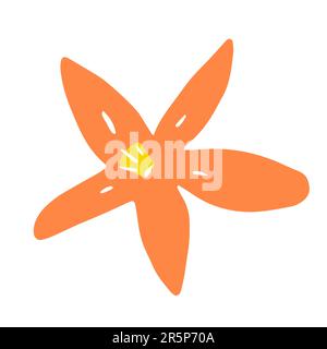Vector abstract flower. Color blossom isolated on white background. Hand-drawn daisy. Cartoon orange petals Plant. Fresh bouquet sign. Symbol of summe Stock Vector