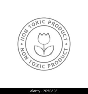 Non-toxic cosmetics vector line label. Non toxic cosmetic cream or lotion outline badge. Stock Vector