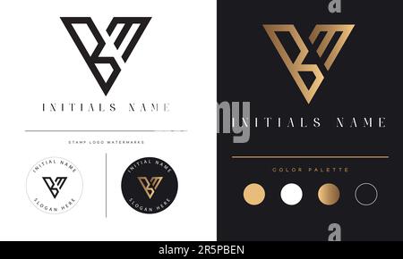 Luxury BM or MB Initial Monogram Text Letter Logo Design Stock Vector