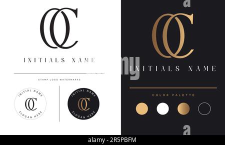 Luxury CO or OC Initial Monogram Text Letter Logo Design Stock Vector