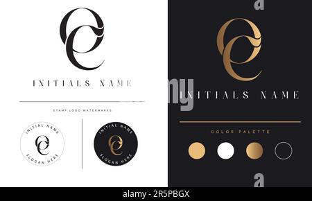 Luxury CO or OC Initial Monogram Text Letter Logo Design Stock Vector