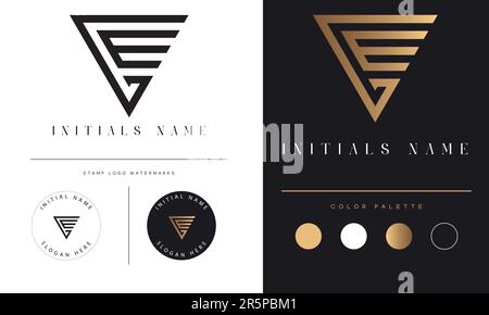 Luxury GE or EG Initial Monogram Text Letter Logo Design Stock Vector