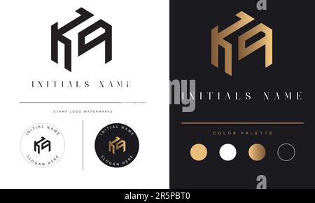 Luxury KP or PK Initial Monogram Text Letter Logo Design Stock Vector
