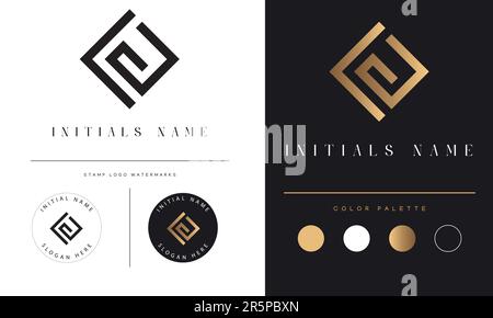 Luxury LG or GL Initial Monogram Text Letter Logo Design Stock Vector