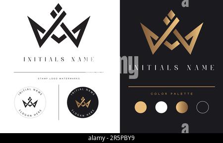 Luxury Crown Logo Design King Royal Crown Queen Stock Vector