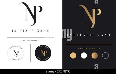 Luxury NP or PN Initial Monogram Text Letter Logo Design Stock Vector