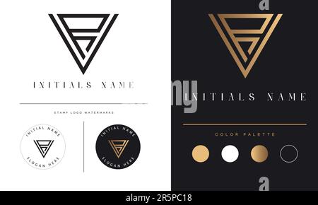 Luxury RV or VR Initial Monogram Text Letter Logo Design Stock Vector